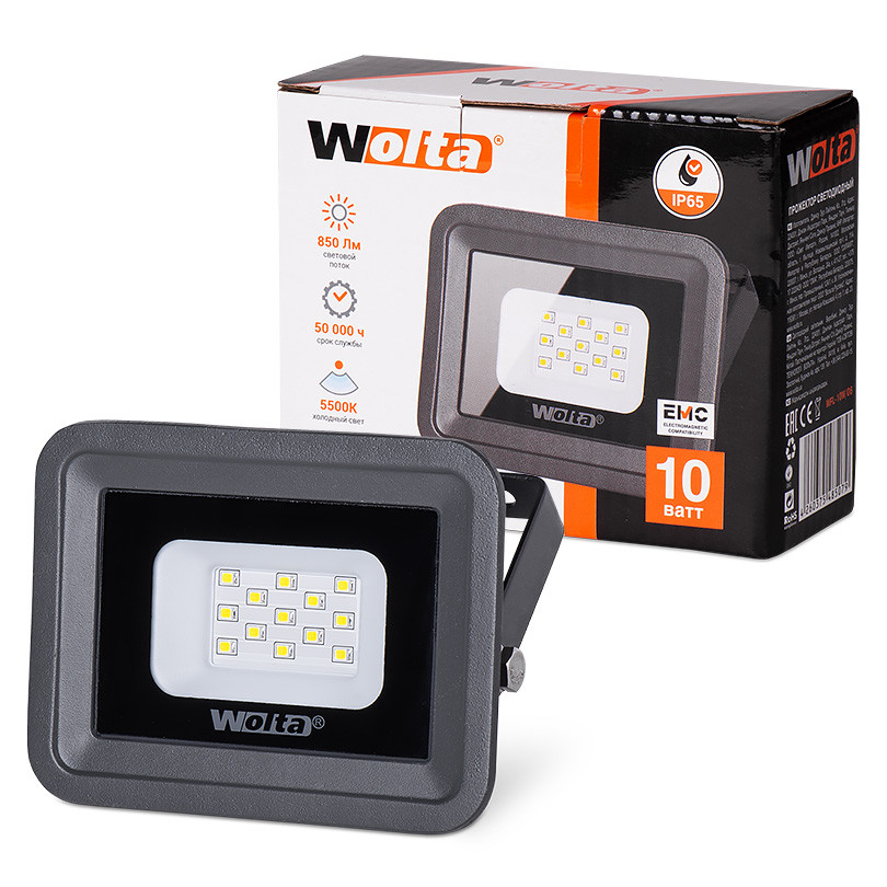 Светодиодный прожектор 10 Вт  WFL-10W/06  5500K Wolta