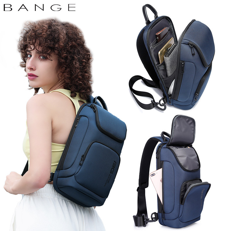Кросс-боди сумка слинг мини-рюкзак Bange BG-7565 (синяя) - фото 2 - id-p100540505