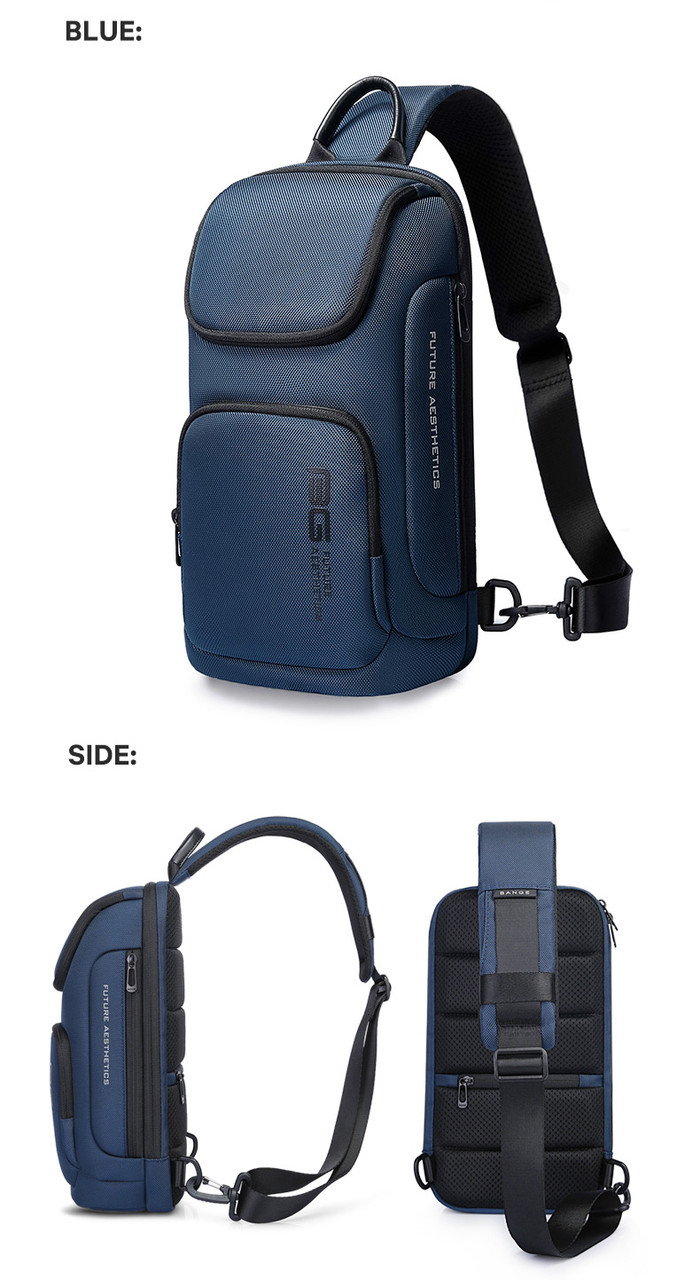 Кросс-боди сумка слинг мини-рюкзак Bange BG-7565 (синяя) - фото 4 - id-p100540505