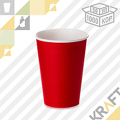 Бумажный стакан Красный 450мл ○ D90 (50уп ○ 1000кор)