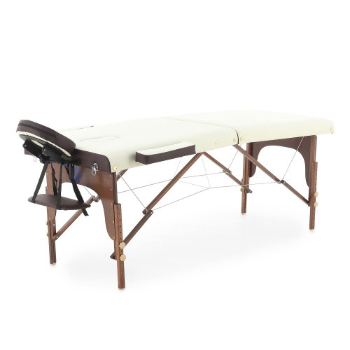 JF-AY01 2-х секционный М/К Массажный стол складной деревянный (кремовый) - фото 1 - id-p100548371