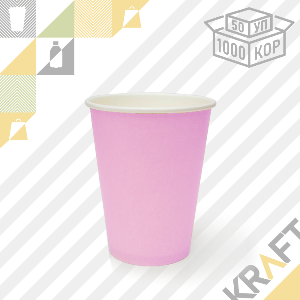 Бумажный стакан "FLAMINGO" Розовый 350мл D90 (50уп 1000кор) - фото 1 - id-p74410712