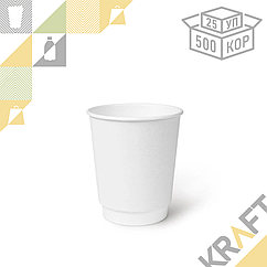 Двухслойный бумажный стакан Белый 250мл ○ D90 (25уп ○ 500кор)