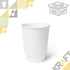 Двухслойный бумажный стакан Белый 350мл ○ D90 (25уп ○ 500кор)