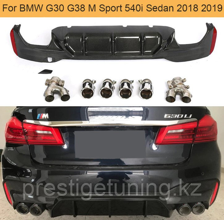 Диффузор заднего бампера на BMW 5-серия на (G30) 2017-20 дизайн M5 для M-Paket, фото 1