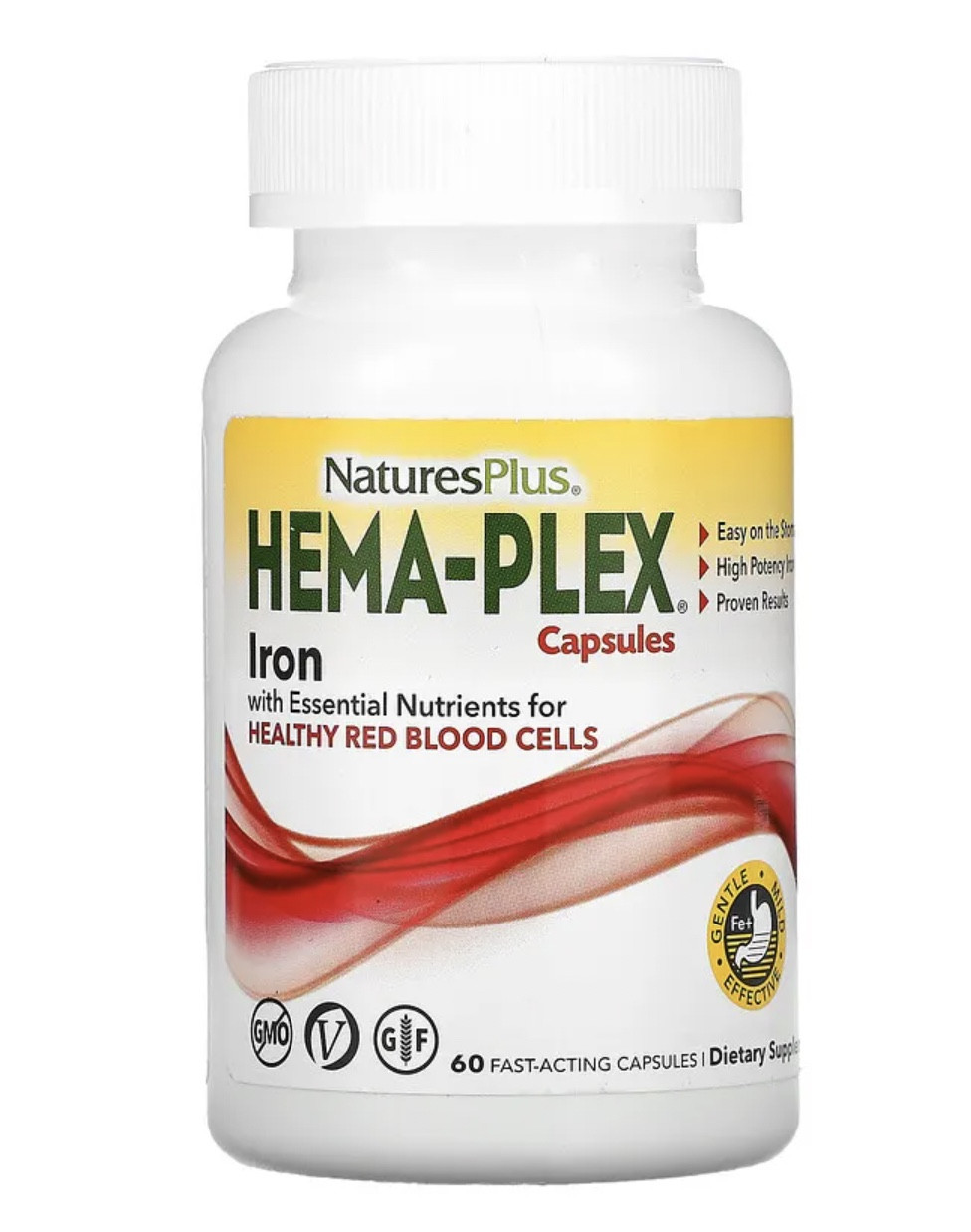 Nature's Plus, Hema-Plex, комплекс с железом, 60 капсул быстрого действия (Capsules)