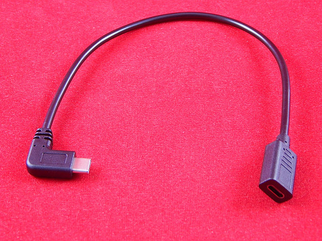 Угловой переходник USB Type C 'папа' - USB Type C 'мама', 90 градусов, 30 см, фото 2
