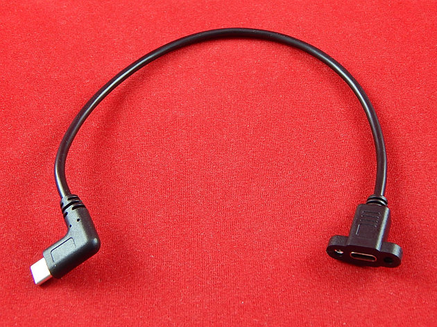Угловой переходник USB Type C 'папа' - USB Type C 'мама' с ушками, 90 градусов, 30 см, фото 2