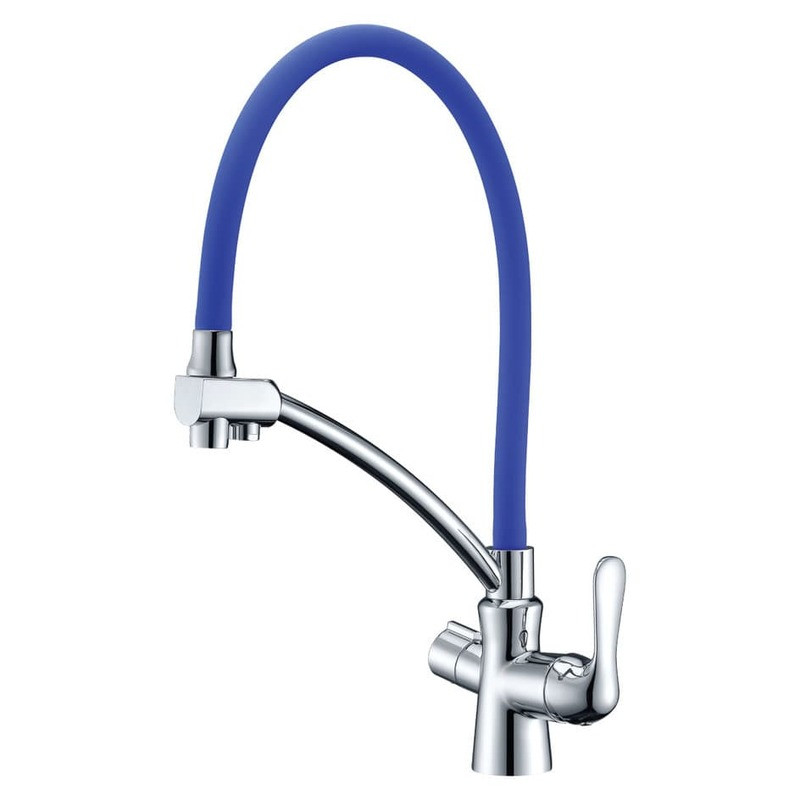 LM3070C-Blue Комфорт Смеситель для кухни, с гибким изливом, с подключением к фильтру питьевой вод - фото 1 - id-p100261289