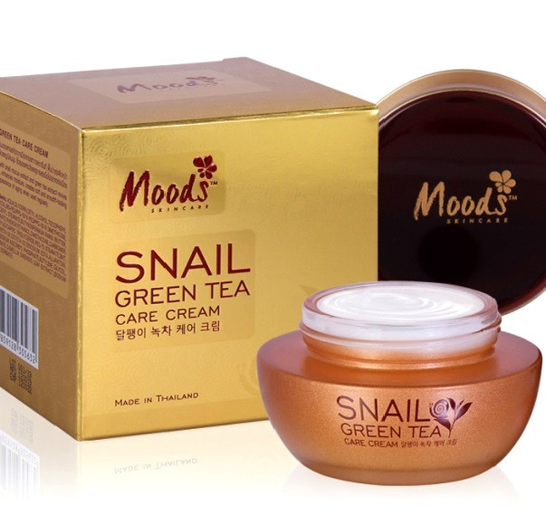 Крем для лица с муцином улитки и экстрактом зеленого чая Mood's Snail Green Tea Care Cream, 50 мл. Таиланд