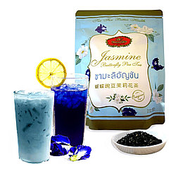 Чай зеленый с Жасмином и Анчаном (Синий Чай) Jasmine Butterfly Pea Tea, 150 гр. Таиланд