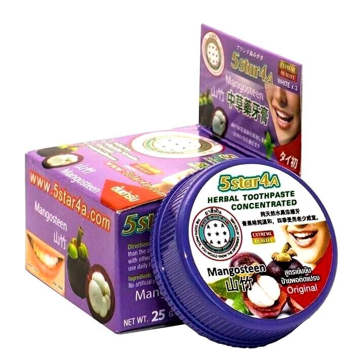 Зубная паста отбеливающая, концентрированная Herbal Toothpaste Concentrated Mangosteen 5Star4A, 25 гр, Таиланд