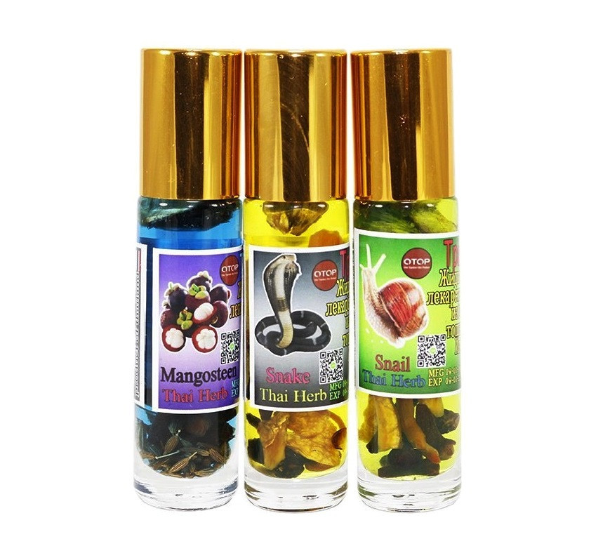 Бальзам масляный роликовый Thai Herb Otop в ассортименте, Таиланд Змея / Snake
