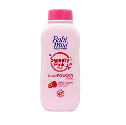 Детская гипоаллергенная присыпка-тальк BABI MILD BABY POWDER SWEETY PINK PLUS, 180 гр. Таиланд