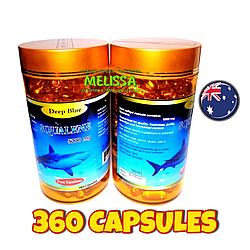 Препарат Сквален Акулы для борьбы с тяжёлыми патологиями Deep Blue Squalene 5000 mg. 360 капсул. Таиланд
