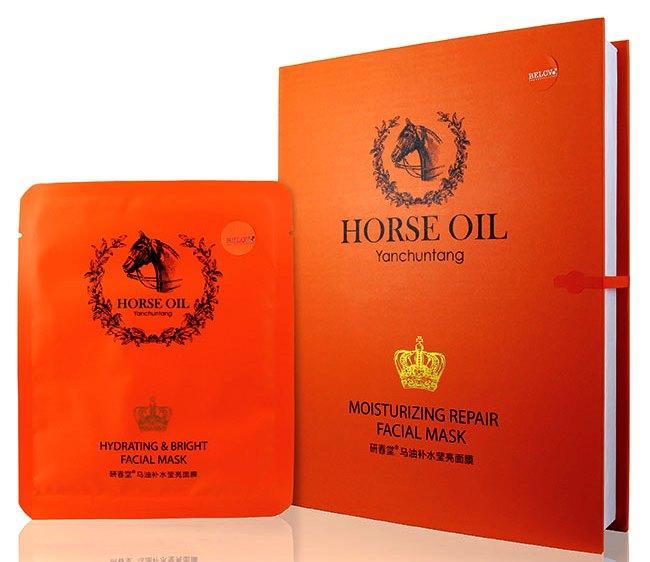 Тканевая маска для лица с Лошадиным Жиром Belov Horse Oil, увлажнение и сияние кожи,Таиланд