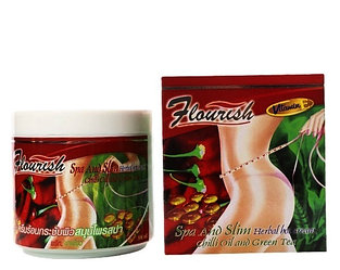 Антицеллюлитный крем с маслом Чили и Зеленым Чаем Spa And Slim Herbal Hot Cream Flourish, 500 мл., Таиланд