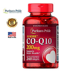 Препарат для сердечно-сосудистой системы с Коэнзимом Puritan's Pride Q-SORB™ Co Q-10 200 mg. США 240 КАПСУЛ