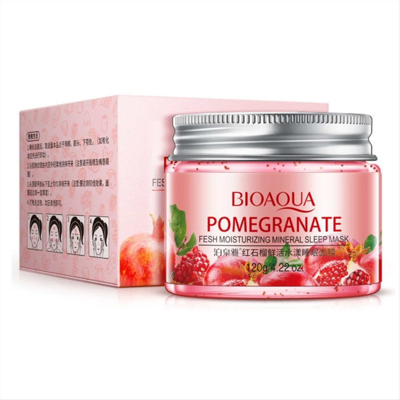 Маска ночная с экстрактом Граната BioAqua Pomegranate Fresh Moisturizing Mineral Sleep Mask 120 мл. Таиланд