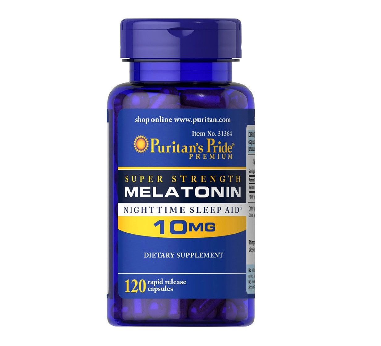 Препарат для нормализации сна Puritan’s Pride Melatonin 10 mg. 120 капсул США