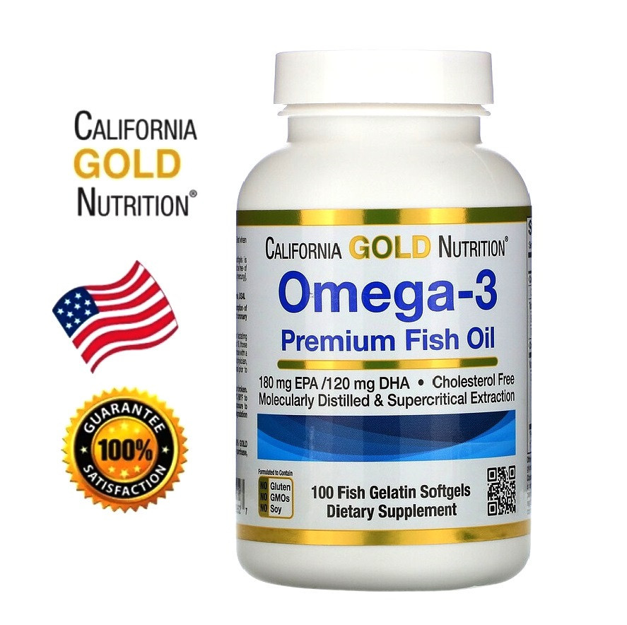 Рыбий жир Омега-3 California Gold Nutrition® Omega-3 Premium Fish Oil, 100 капсул США