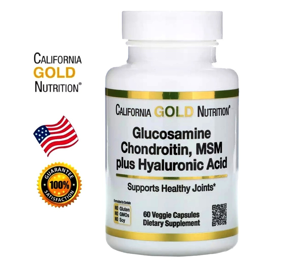 Препарат для позвоночника и суставов с Глюкозамином, Хондроитином California Gold Nutrition®, 60 кап. Таиланд