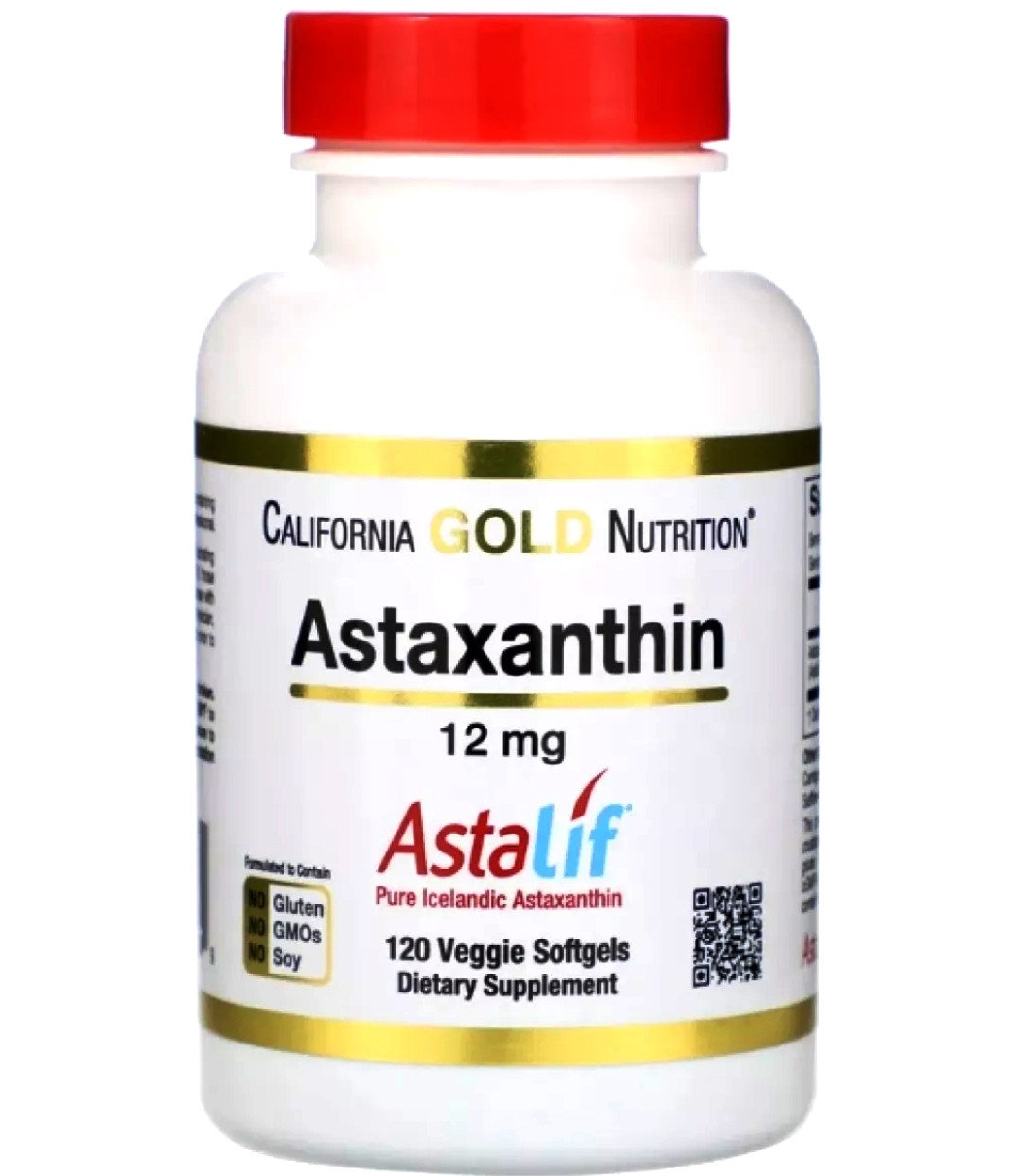Высококонцентрированный Антиоксидант Астаксантин California Gold Nutrition Astaxanthin AstaLif 12 mg. США 120