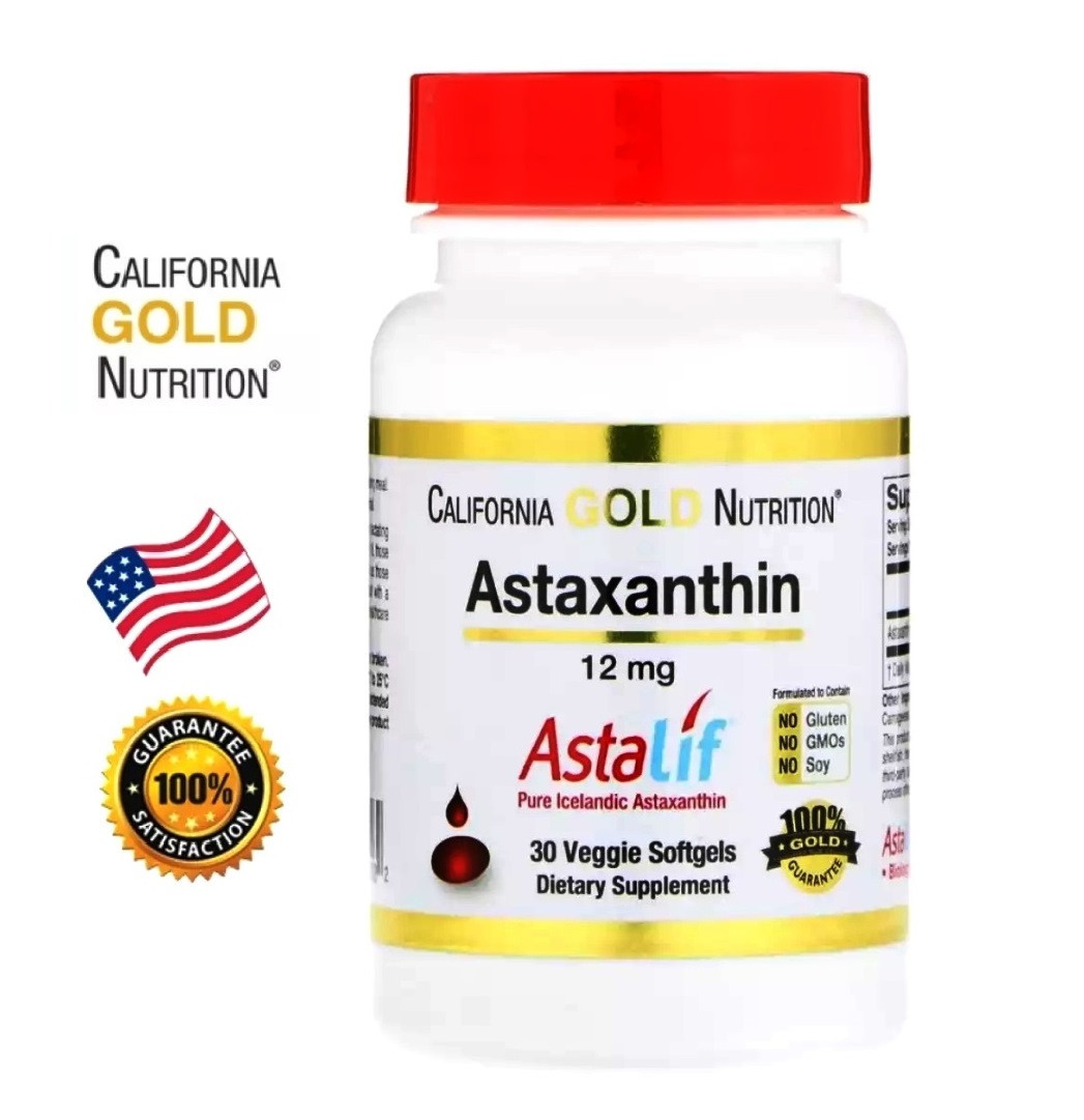 Высококонцентрированный Антиоксидант Астаксантин California Gold Nutrition Astaxanthin AstaLif 12 mg. США