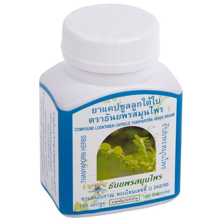 Капсулы для лечения печени Лук Тай Бай Thanyaporn Herbs Brand Compound Looktaibai Capsule 100 капсул, Таиланд