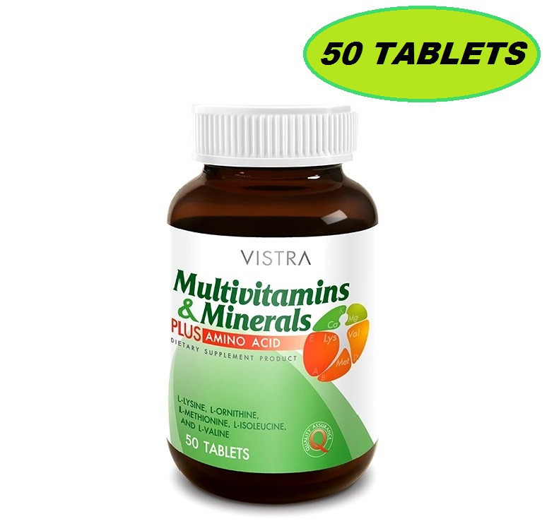 Мультивитаминный комплекс с аминокислотами Vistra Multivitamins & Minerals Plus Amino Acid, 50 капсул Таиланд