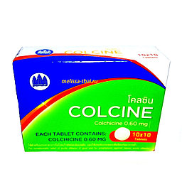 Капсулы против подагры и отложения солей с Колхицином Colcine, 100 капсул. Таиланд