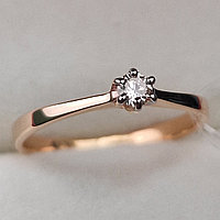 Золотое кольцо с бриллиантами 0.11Сt SI1/J, VG - Cut, фото 1