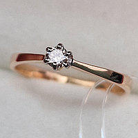 Золотое кольцо с бриллиантами 0.11Сt I1/L, VG - Cut, фото 1