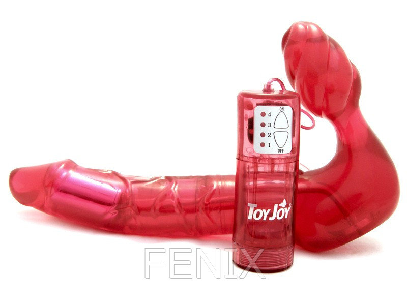 Безремневой страпон с вибрацией ToyJoy Bend Over Boyfriend Red 20 см, красный