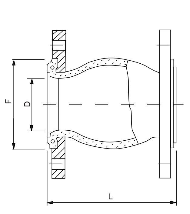Схема компенсатора резинового фланцевого 