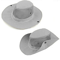 Шляпа для рыбалки охоты и походов трансформирующаяся с ветрозащитной веревкой серая