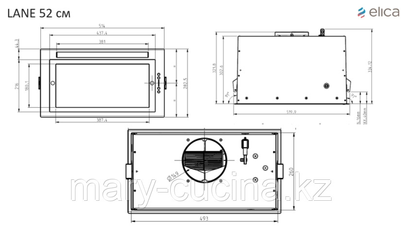 Встраиваемая вытяжка Elica Lane WH/A/52 - фото 2 - id-p100593135