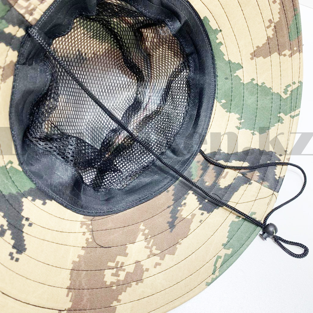 Шляпа для рыбалки охоты и походов трансформирующаяся с ветрозащитной веревкой Tornado F14 камуфляж в клетку - фото 6 - id-p100593226