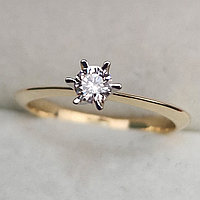 Золотое кольцо с бриллиантами 0.195Сt SI1/K VG, фото 1