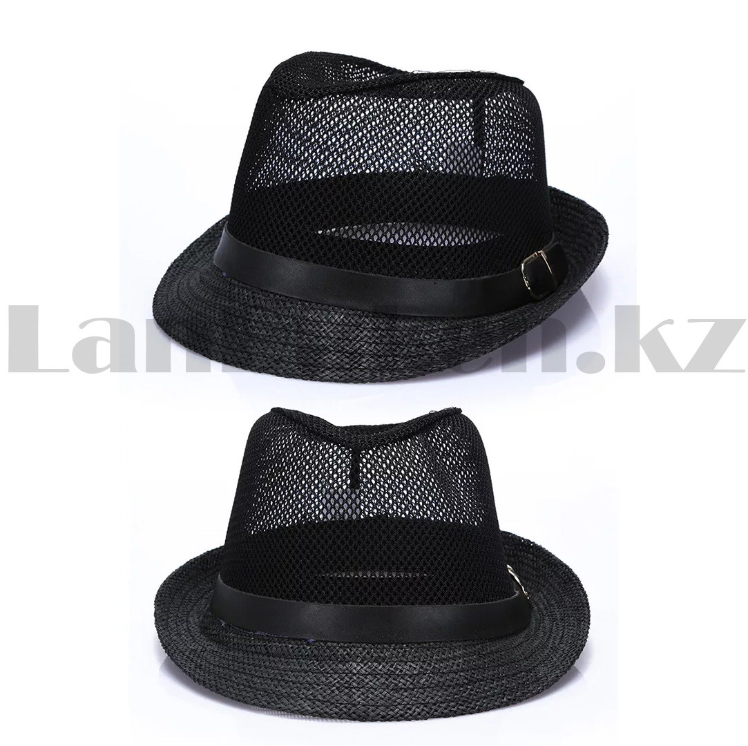 Шляпа летняя сетчатая солнцезащитная соломенная черная - фото 3 - id-p100598599