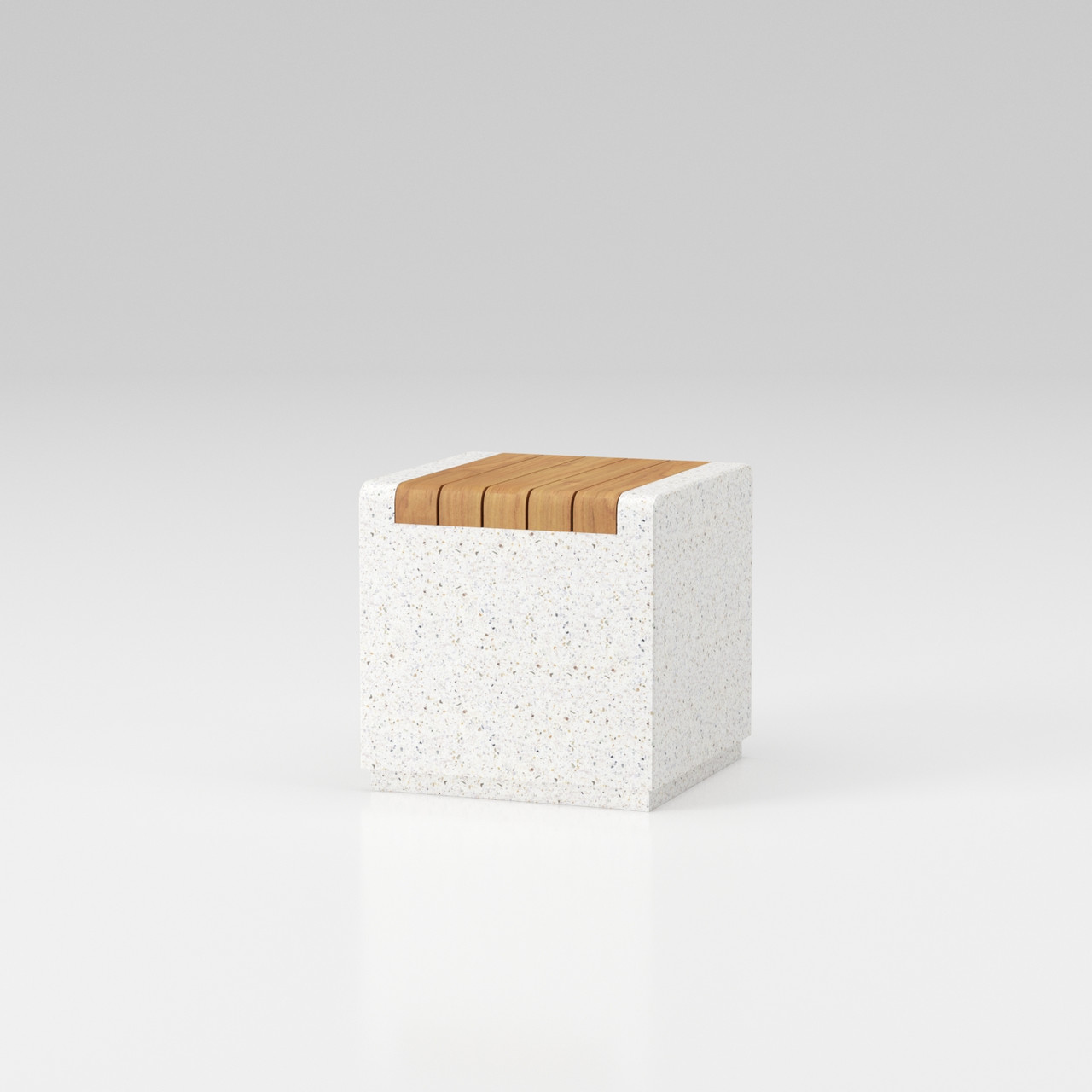 Скамейка из композитного мраморного камня с деревянным настилом Slim