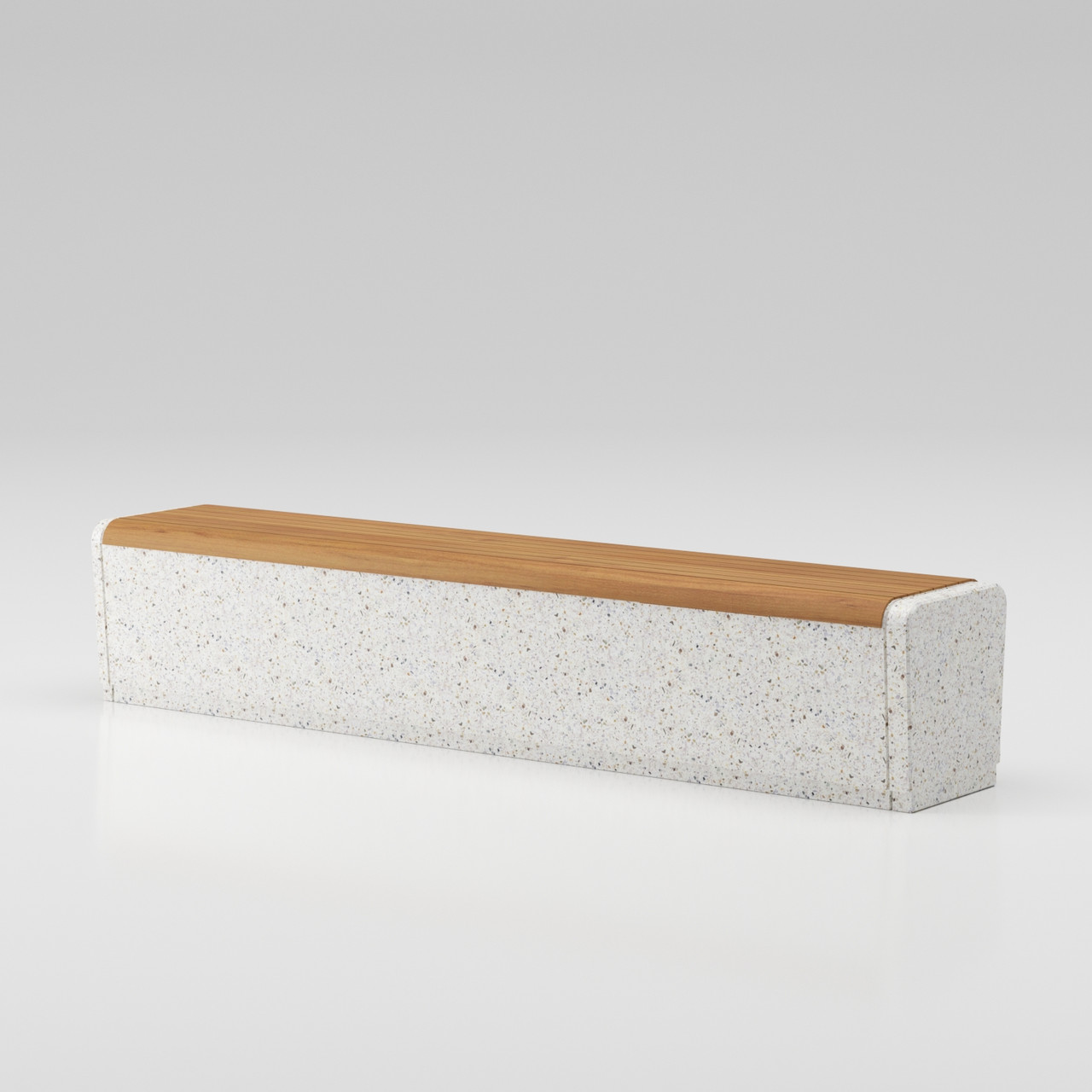 Скамейка из композитного мраморного камня с деревянным настилом Onda bench C3