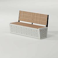 Скамейка из композитного мпраморного камня с деревянным настилом Onda bench two
