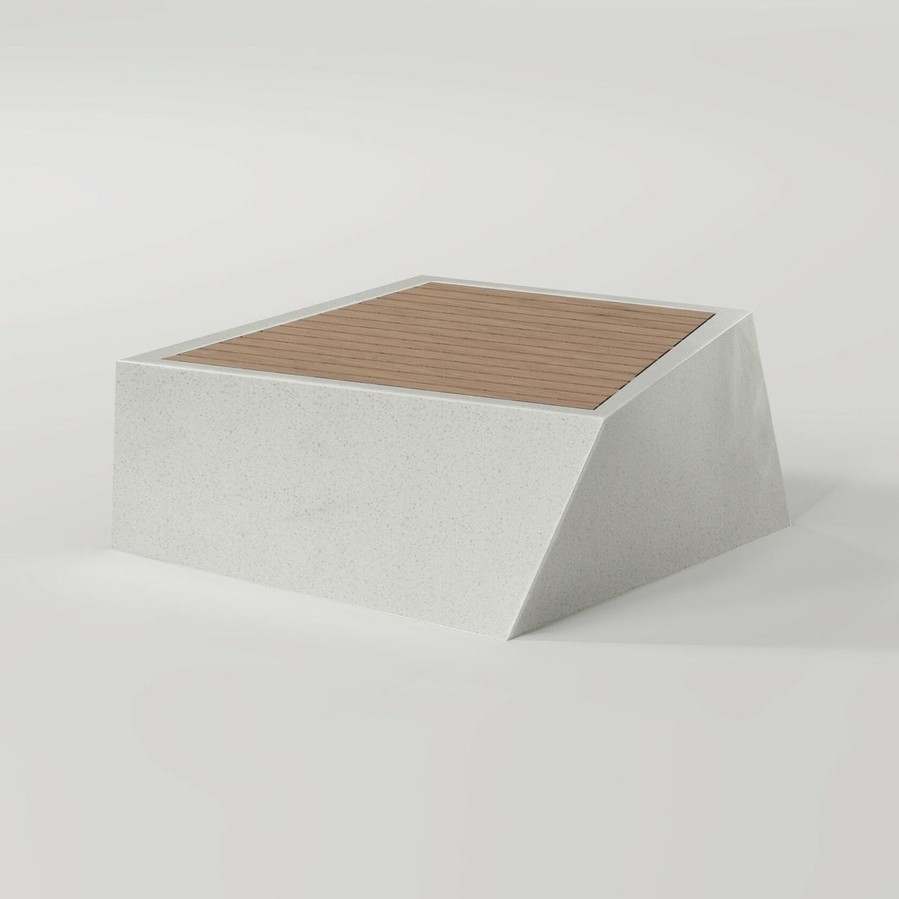 Скамейка из композитного мпраморного камня с деревянным настилом Aregam