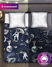 Постельное белье  "Человек в космосе" , 2-спальное, светящееся