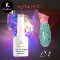 Гель-лак №04 Crystal Shatter KYASSI 12мл.(молочный-бирюзовыйс разноцветной поталью)