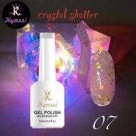 Гель-лак №07 Crystal Shatter KYASSI 12мл. (молочный-розовый с разноцветной поталью)