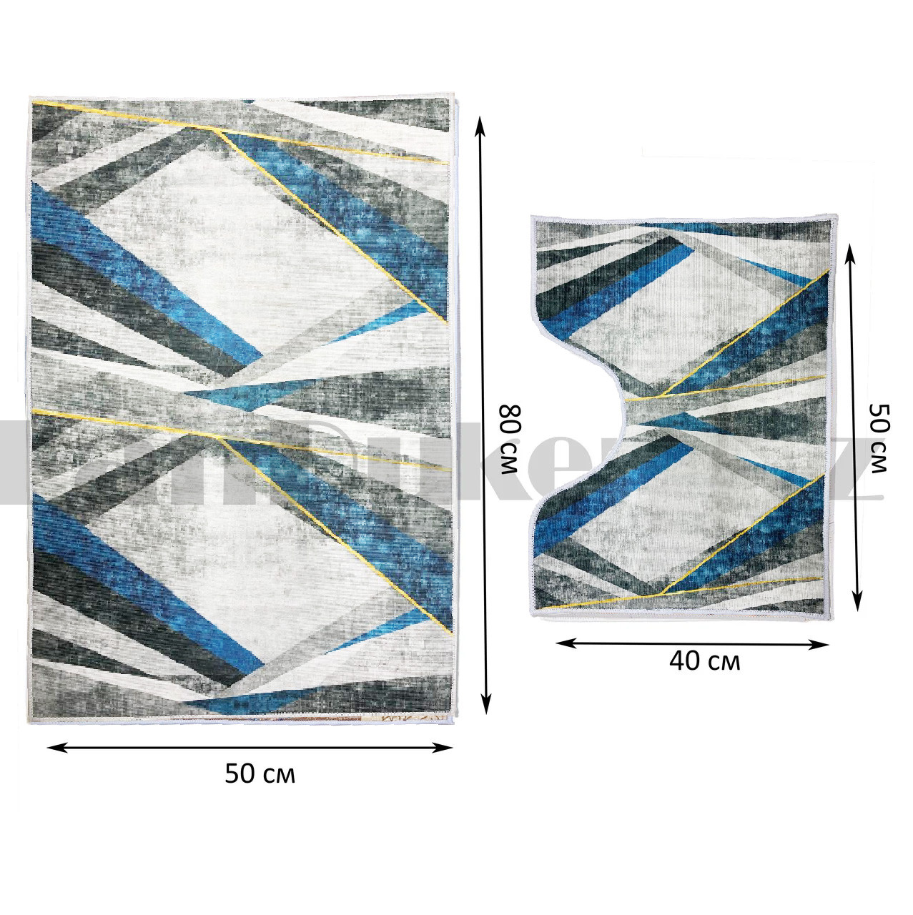 Коврик для ванной двойка 80х50 и 50х40 геометрические фигуры - фото 2 - id-p100604096