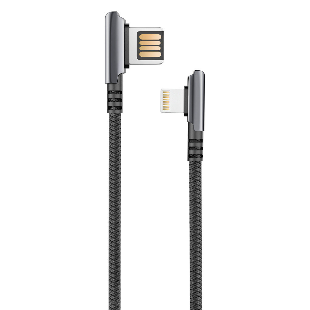 Olmio Handy Кабель 1.2м USB 2.0 - Lightning угловой черный