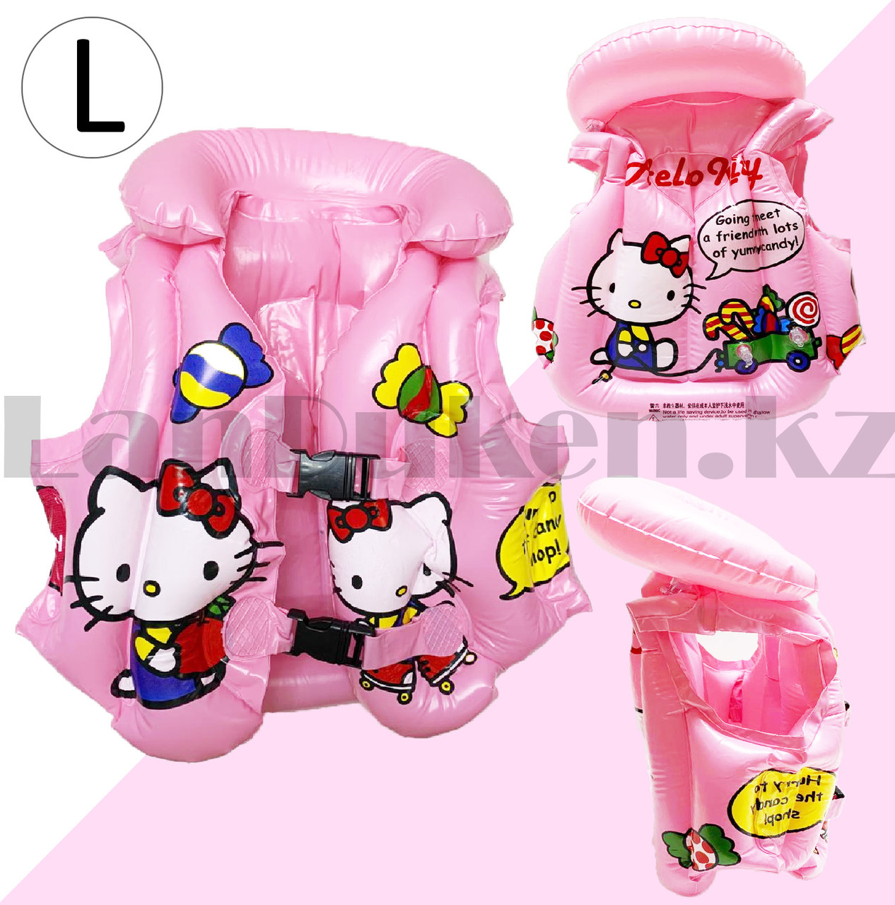 Надувной спасательный жилет для плавания Hello Kitty розовый L - фото 1 - id-p100611487